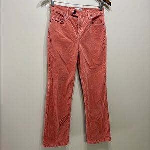 Joie Coloured Preppy Soft Corduroy Mid Rise Straight Leg Pants Bottoms Pink